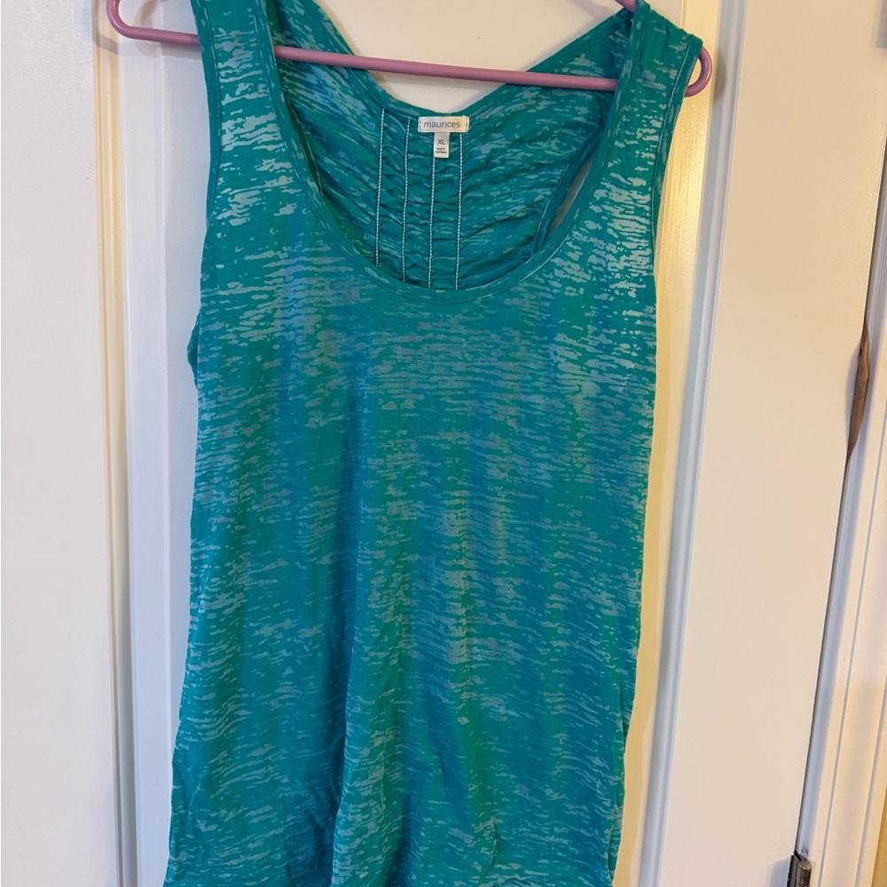 Maurices Teal Blue Marbled Tank Top